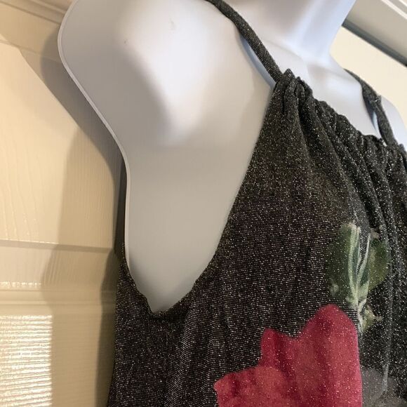 FANG, medium, tunic, sleeveless, rayon and metallic, beautiful floral design - Picture 3 of 11